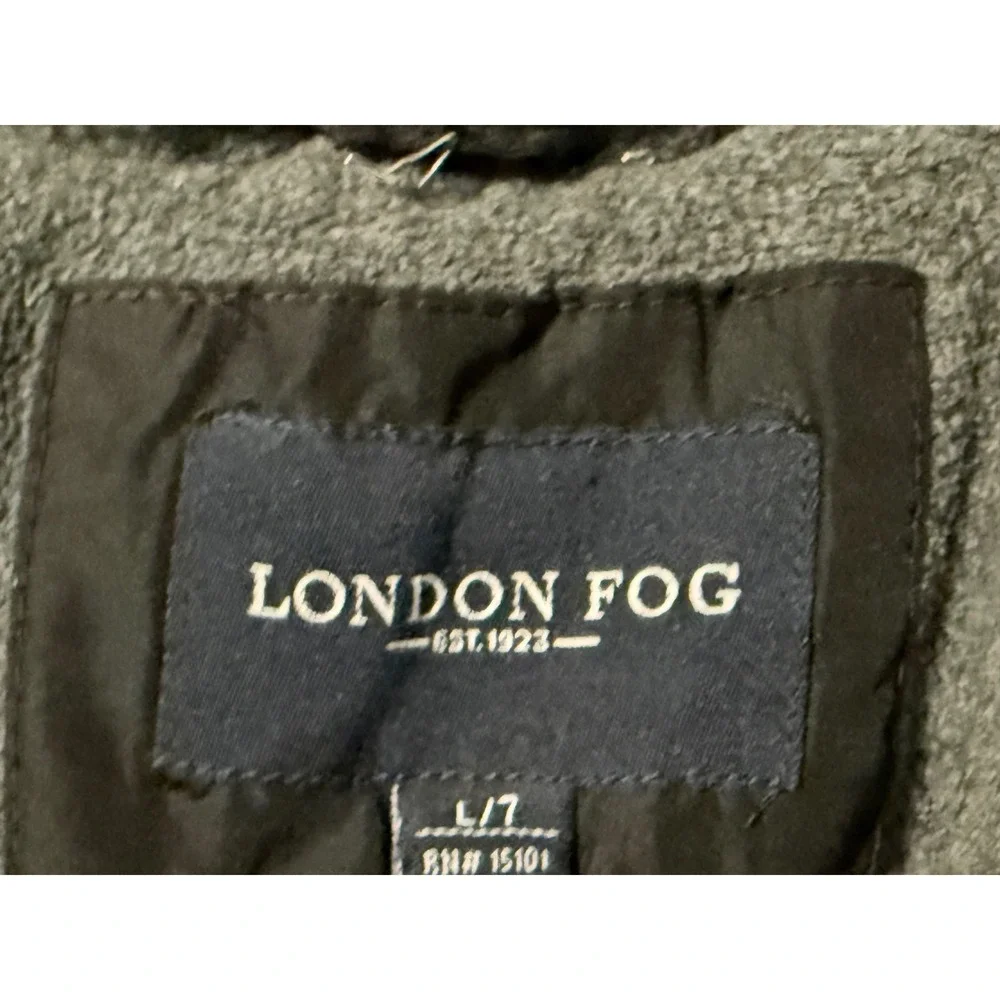 London Fog Boys Black Puffer Jacket Reflective Stripe Fleece Lined Size L 7
